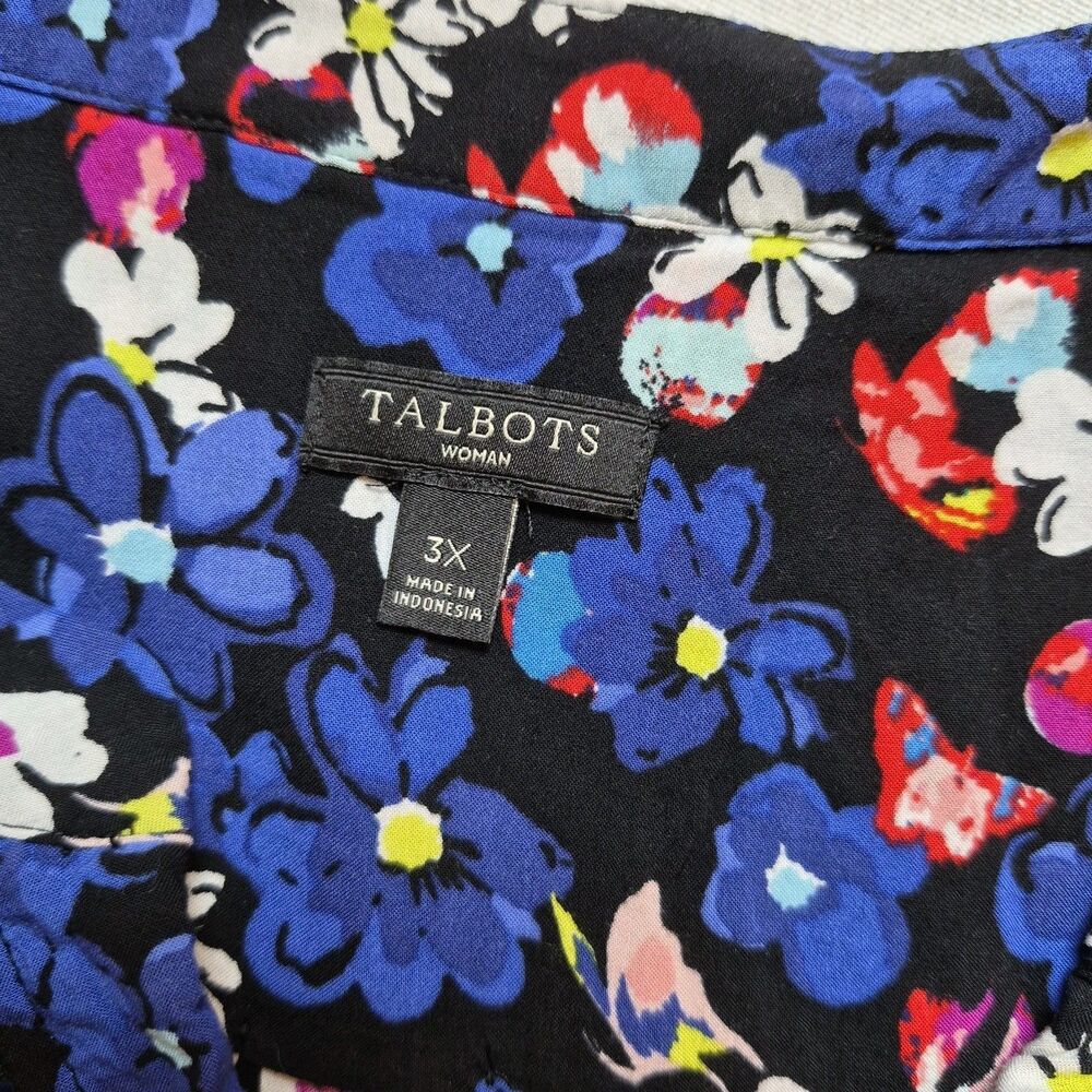 Talbots Women's Floral Blouse Size 3X 3/4 Sleeve Multicolor Pullover - Picture 3 of 7